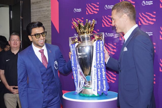 Ranveer Singh at Premier League conference in Mumbai. (IANS)