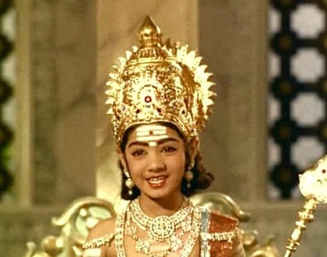 Sridevi as a child actor in Thunaivan. Sridevi as a child actor in Thunaivan.