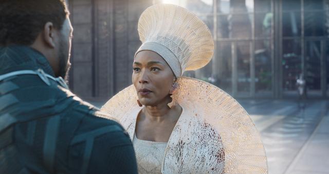 Chadwick Boseman (left) and Angela Bassett in a scene from Black Panther. (Disney/Marvel Studios via AP)