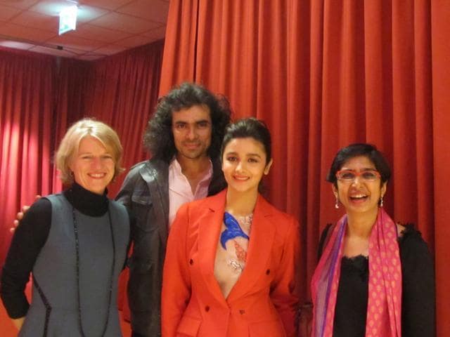 Dorothee Wenner, South Asia programmer of Berlin Film Festival with director Imtiaz Ali, actor Alia Bhatt and the author Meenakshi Shedde, South Asia consultant of the festival.
