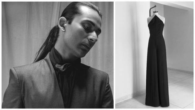 (Left) Dhruv Kapoor of DRVV, (Right) His dress on display at ‘From fibre to fashion.’ (Left) Dhruv Kapoor of DRVV, (Right) His dress on display at ‘From fibre to fashion.’