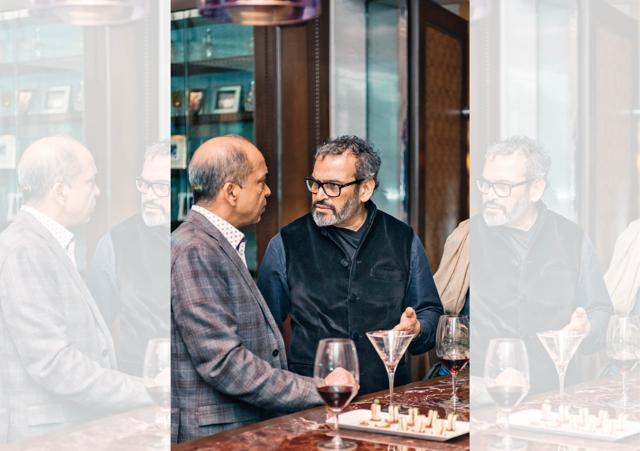 Artist Subodh Gupta (right) in conversation with hotelier and museum founder Arun Saraf (Naina Redhu) Artist Subodh Gupta (right) in conversation with hotelier and museum founder Arun Saraf (Naina Redhu)