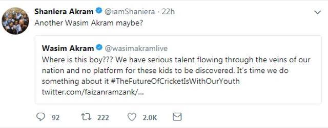 Shaniera, Wasim Akram’s wife, has praised the young boy in the video. (Twitter) Shaniera, Wasim Akram’s wife, has praised the young boy in the video. (Twitter)