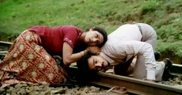 Sridevi and Kamal Haasan in a scene from their iconic film, Sadma (Moondram Pirai in the Tamil original). Sridevi and Kamal Haasan in a scene from their iconic film, Sadma (Moondram Pirai in the Tamil original).