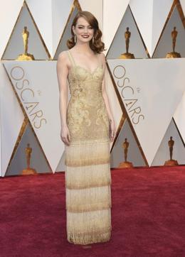 Emma Stone arrives at the Oscars on February 26, 2017. (Jordan Strauss/Invision/AP) Emma Stone arrives at the Oscars on February 26, 2017. (Jordan Strauss/Invision/AP)