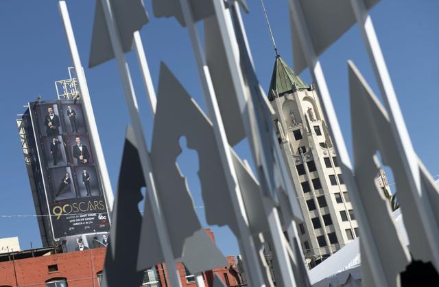 A general view of the preparation during the 90th annual Academy Awards week. (AFP)