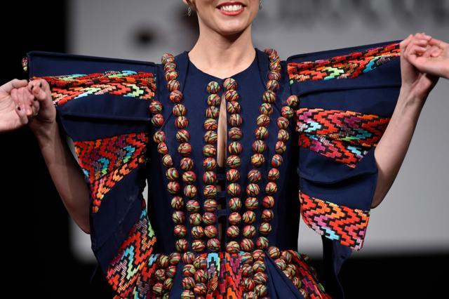 A model presents creations made with chocolate during the gala preview of the Salon du Chocolat (Chocolate Fair) in Brussels on Thursday. (AFP)