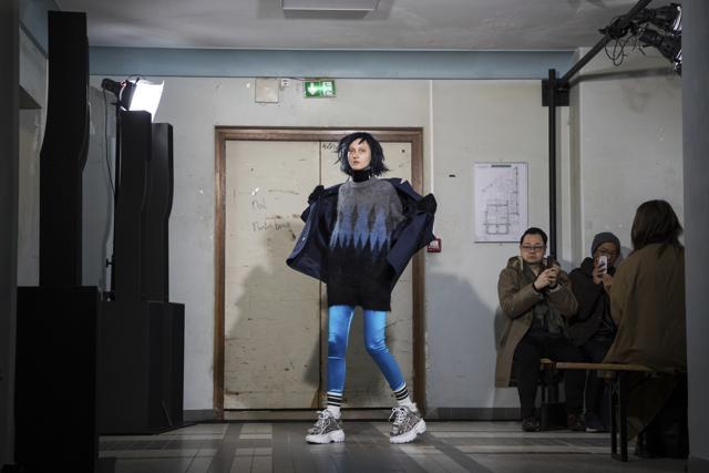 A model wears a creation for the Junya Watanabe ready-to-wear fall/winter 2018/2019 fashion week runway show. (Vianney Le Caer/Invision/AP) A model wears a creation for the Junya Watanabe ready-to-wear fall/winter 2018/2019 fashion week runway show. (Vianney Le Caer/Invision/AP)