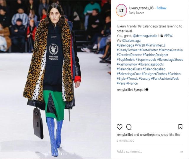 Besides making Merkel hip, Gvasalia loves to appropriate other people’s logos. This time he borrowed the UN World Food Programme’s to support its fight against hunger by putting it on his hoodies and bum bags. (luxury_trend_08/Instagram)