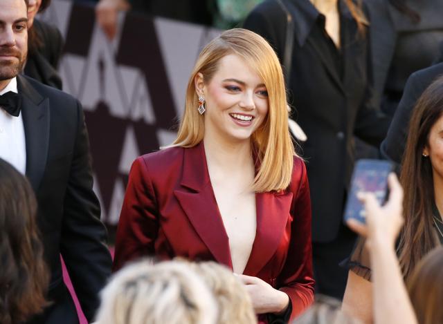 Emma Stone arrives at the Oscars. (Eric Jamison/Invision/AP) Emma Stone arrives at the Oscars. (Eric Jamison/Invision/AP)