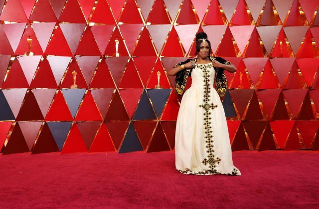 Tiffany Haddish attends the 90th Annual Academy Awards at Hollywood &amp; Highland Centre in traditional Eritrean attire. (AFP)