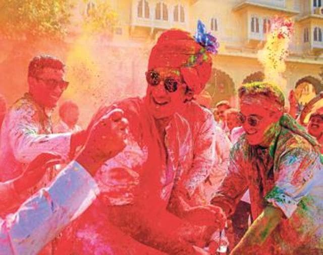 Erstwhile royal Padmanabh Singh (above) and his Holi party — Jaipur Massive. Erstwhile royal Padmanabh Singh (above) and his Holi party — Jaipur Massive.