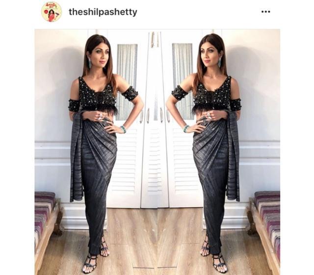 Shilpa’s latest showstopping ensemble was definitely not for wallflower types. (Instagram/ theshilpashettykundra) Shilpa’s latest showstopping ensemble was definitely not for wallflower types. (Instagram/ theshilpashettykundra)