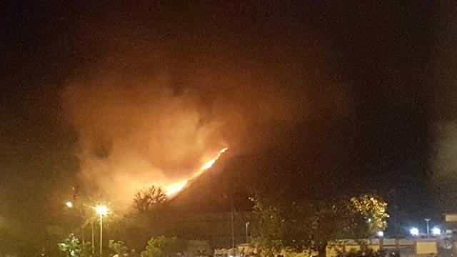 The fire started around 10pm on Tuesday. (HT Photo) The fire started around 10pm on Tuesday. (HT Photo)