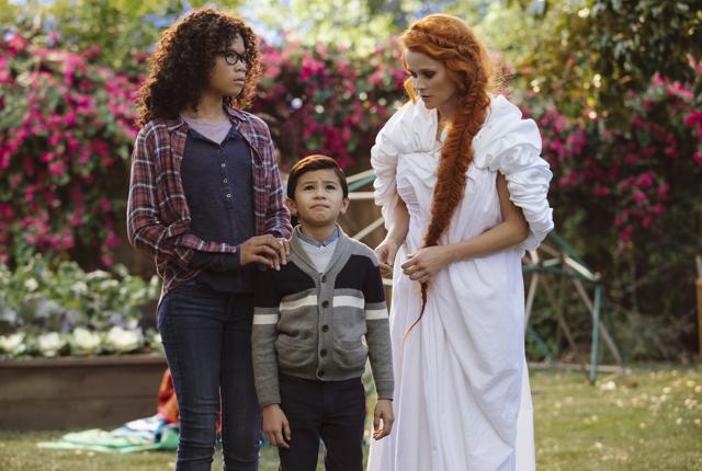 This image released by Disney shows Storm Reid, from left, Deric McCabe and Reese Witherspoon in a scene from A Wrinkle In Time. (AP) This image released by Disney shows Storm Reid, from left, Deric McCabe and Reese Witherspoon in a scene from A Wrinkle In Time. (AP)