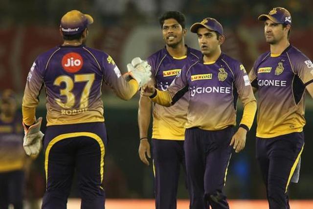 Robin Uthappa of the Kolkata Knight Riders is congratulated by Kolkata Knight Riders captain Gautam Gambhir during a 2017 Indian Premier League tie against Kings XI Punjab in Mohali on May 9. (BCCI) Robin Uthappa of the Kolkata Knight Riders is congratulated by Kolkata Knight Riders captain Gautam Gambhir during a 2017 Indian Premier League tie against Kings XI Punjab in Mohali on May 9. (BCCI)