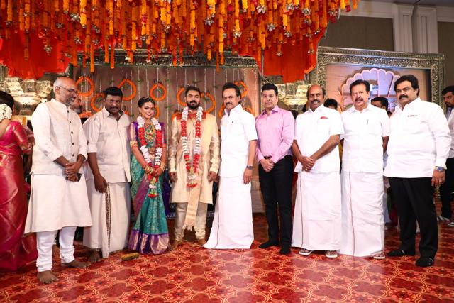 Keerthana and Akash with DMK chief MK Stalin. Keerthana and Akash with DMK chief MK Stalin.