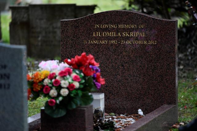 The grave of Liudmila Skripal, wife of Sergei Skripal, is seen in London Road Cemetary in Salisbury, Britain. (REUTERS FILE) The grave of Liudmila Skripal, wife of Sergei Skripal, is seen in London Road Cemetary in Salisbury, Britain. (REUTERS FILE)