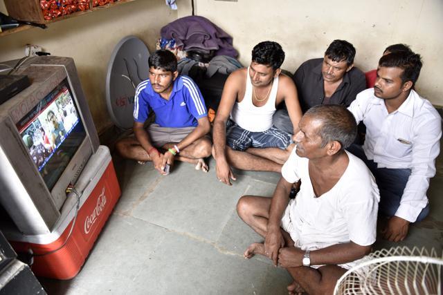 The creation of cultures through TV: People watching a live telecast of the Baba Gurmeet Ram Rahim verdict in Gurgaon on August 25, 2017. (Sanjeev Verma/HT PHOTO) The creation of cultures through TV: People watching a live telecast of the Baba Gurmeet Ram Rahim verdict in Gurgaon on August 25, 2017. (Sanjeev Verma/HT PHOTO)
