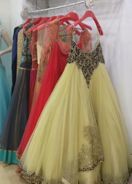 At a wedding-wear boutique in Ramallah, an entire floor is devoted to lehengas, anarkalis and bridal outfits sourced from Delhi. At a wedding-wear boutique in Ramallah, an entire floor is devoted to lehengas, anarkalis and bridal outfits sourced from Delhi.