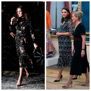 Kate Middleton in printed dresses teamed with basic hue heels. Kate Middleton in printed dresses teamed with basic hue heels.
