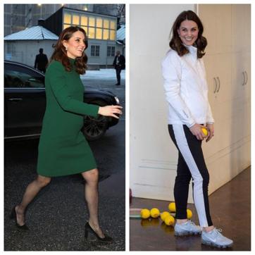 Kate switching high-heels with block heels and sport shoes for different events. Kate switching high-heels with block heels and sport shoes for different events.