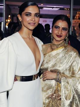 Deepika Padukone (L) and Rekha (R) at the 'Hello Hall of Fame Awards 2018' in Mumbai. (AFP) Deepika Padukone (L) and Rekha (R) at the 'Hello Hall of Fame Awards 2018' in Mumbai. (AFP)