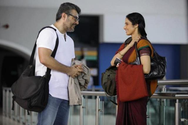 Sridevi and Ajith in a still from English Vinglish. Sridevi and Ajith in a still from English Vinglish.