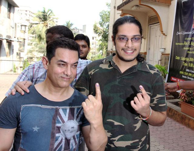 Actor Aamir Khan with his elder son Junaid. Actor Aamir Khan with his elder son Junaid.
