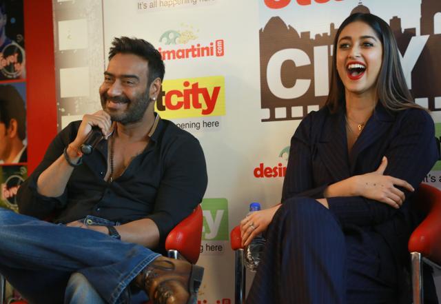 Ileana looked visibly amused when Ajay revealed her most annoying habit. (Photo: Amal KS/HT) Ileana looked visibly amused when Ajay revealed her most annoying habit. (Photo: Amal KS/HT)