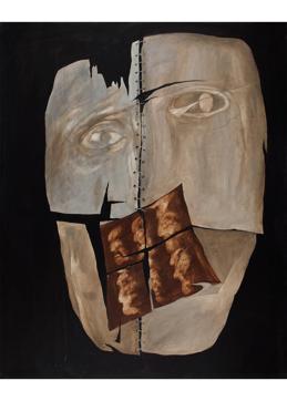 ‘Untitled’ from 2002, is part of Altaf’s Turmoil series. It evokes the suppression of freedom of speech during the 2002 riots. ‘Untitled’ from 2002, is part of Altaf’s Turmoil series. It evokes the suppression of freedom of speech during the 2002 riots.