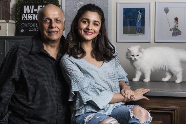 Actor Alia Bhatt and with her father, filmmaker Mahesh Bhatt at their house in Juhu. (Aalok Soni/HT PHOTO) Actor Alia Bhatt and with her father, filmmaker Mahesh Bhatt at their house in Juhu. (Aalok Soni/HT PHOTO)
