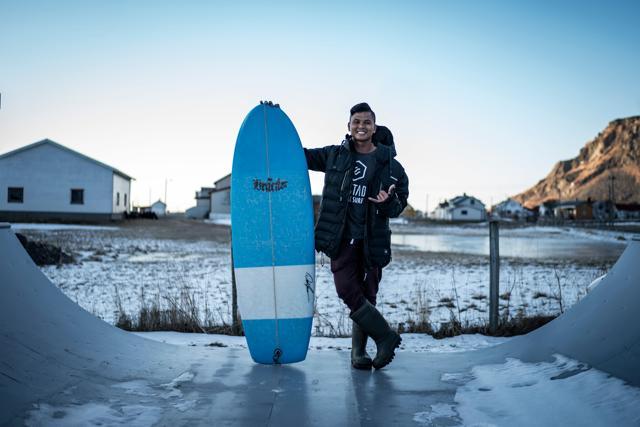 Eddie Siswanto, a 30-year-old handyman from Bali, in Unstad, northern Norway. (AFP) Eddie Siswanto, a 30-year-old handyman from Bali, in Unstad, northern Norway. (AFP)
