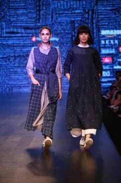 Models showcase creations of Pearl Alumni during Amazon India Fashion Week in New Delhi, on March 15, 2018. (IANS) Models showcase creations of Pearl Alumni during Amazon India Fashion Week in New Delhi, on March 15, 2018. (IANS)