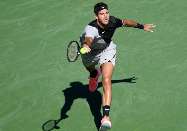 Juan Martin Del Potro stretches for a forehand in his quarterfinal match against Philipp Kohlschreiber. (AFP) Juan Martin Del Potro stretches for a forehand in his quarterfinal match against Philipp Kohlschreiber. (AFP)