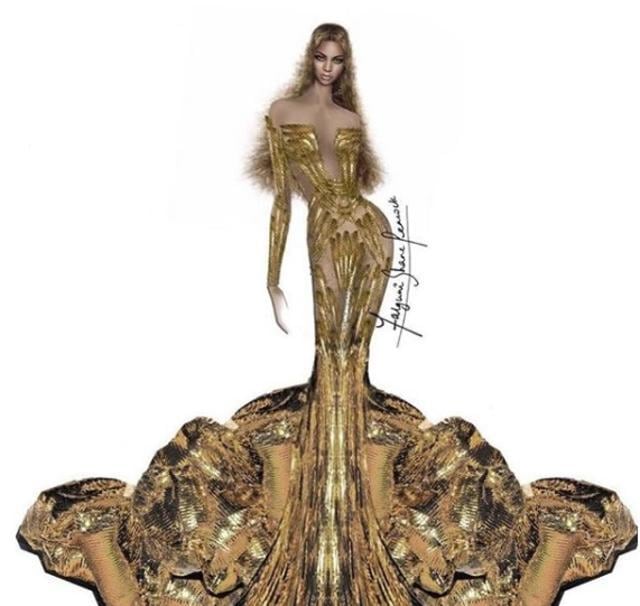 Sketch of the gown. (Instagram.com/falgunipeacock)