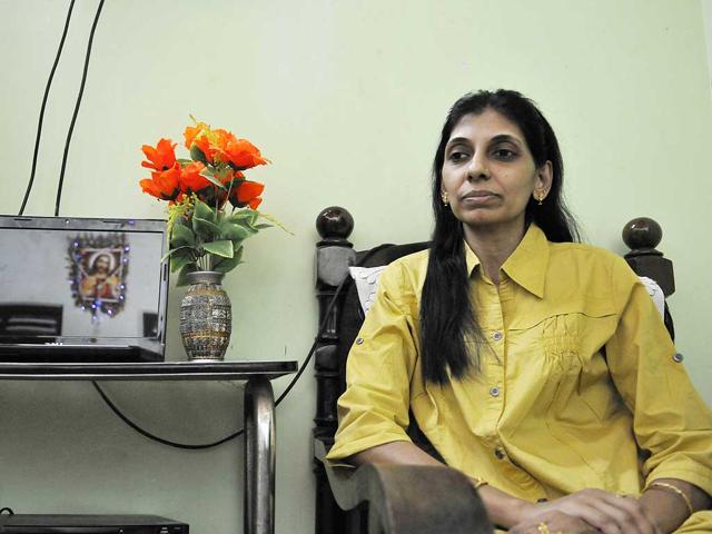 Marina Jose at her home in Kottayam after her return from Iraq. (HT Photo) Marina Jose at her home in Kottayam after her return from Iraq. (HT Photo)