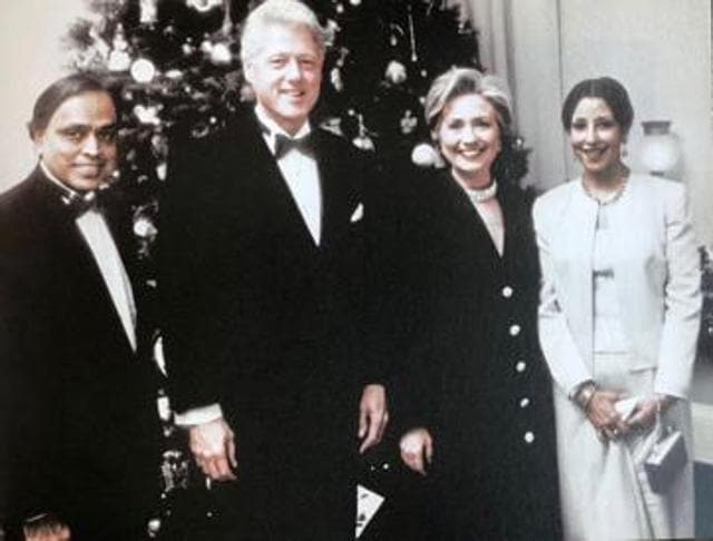 The Deoras with the Clintons at the White House Millennium Ball.
