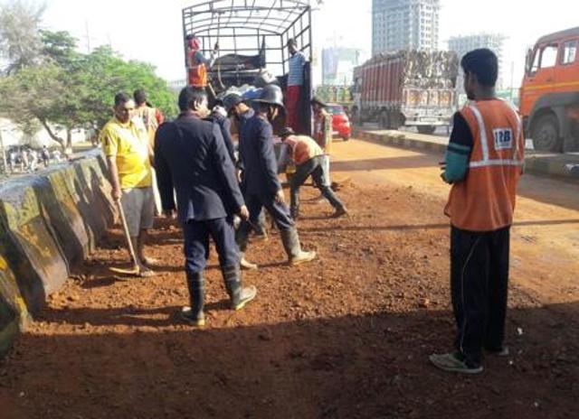 The container was heading from JNPT to Silvassa around 6am when the accident took place. (Praful Gangurde) The container was heading from JNPT to Silvassa around 6am when the accident took place. (Praful Gangurde)