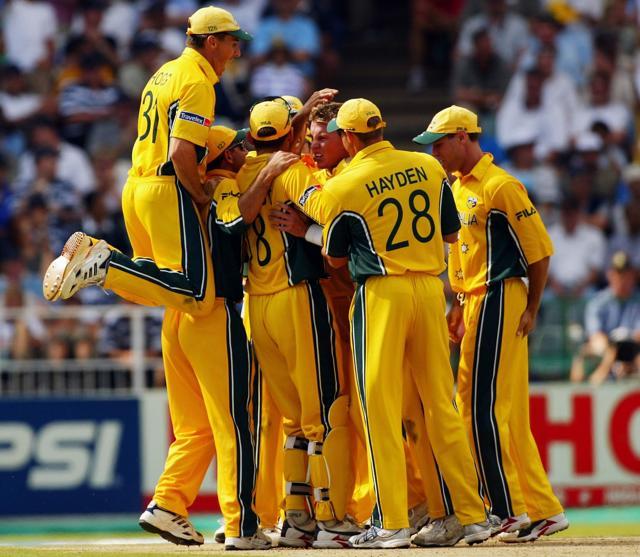 Australia remained unbeaten in the tournament as they clinched the 2003 World Cup in South Africa by beating India by 125 runs in the final. (Getty Images)