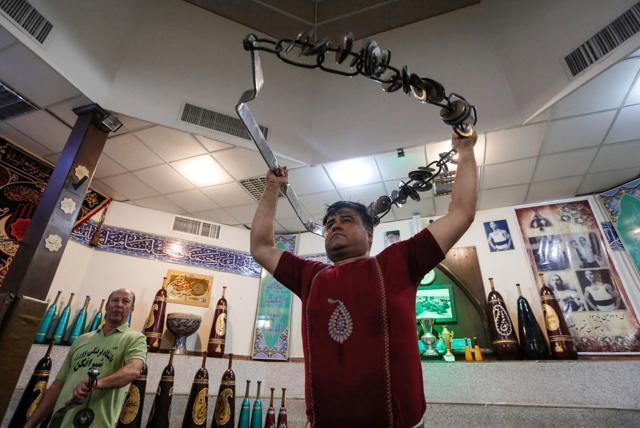Equipment used are modelled on medieval weapons, that has existed for hundreds, perhaps thousands, of years, for instance, clanging metal contraptions that resemble an archer's bow. (AFP)