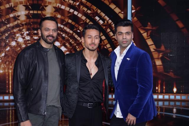 Tiger Shroff with filmmakers Rohit Shetty and Karan Johar. (IANS) Tiger Shroff with filmmakers Rohit Shetty and Karan Johar. (IANS)
