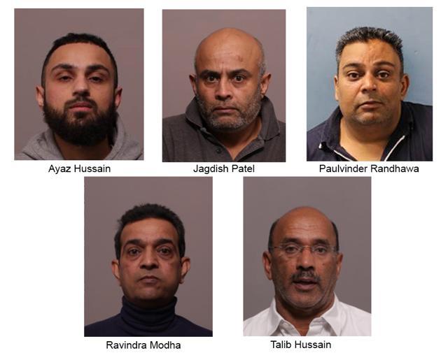 Collage of the five men convicted of smuggling drugs into the UK. (Leicestershire police) Collage of the five men convicted of smuggling drugs into the UK. (Leicestershire police)