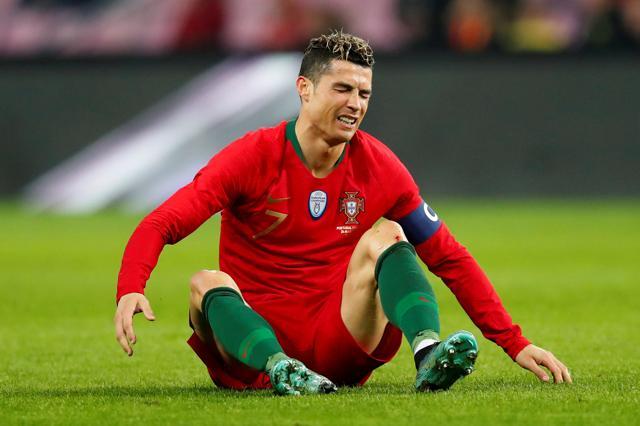 Portugal's Cristiano Ronaldo reacts during their match against Netherlands. (REUTERS) Portugal's Cristiano Ronaldo reacts during their match against Netherlands. (REUTERS)