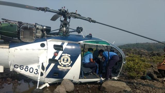 The helicopter crashed on March 10 near Nandgaon village in Murud during a routine sortie. (ANI Photo) The helicopter crashed on March 10 near Nandgaon village in Murud during a routine sortie. (ANI Photo)