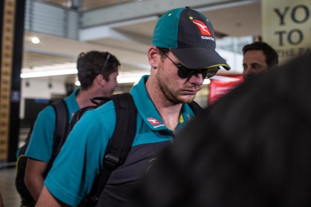 Steve Smith of the Australian Cricket Team arrives at OR Tambo International Airport in Johannesburg. (AFP) Steve Smith of the Australian Cricket Team arrives at OR Tambo International Airport in Johannesburg. (AFP)