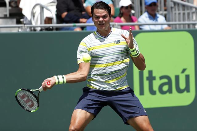 Milos Raonic of Canada hits a forehand against Jeremy Chardy of France. (USA TODAY Sports) Milos Raonic of Canada hits a forehand against Jeremy Chardy of France. (USA TODAY Sports)