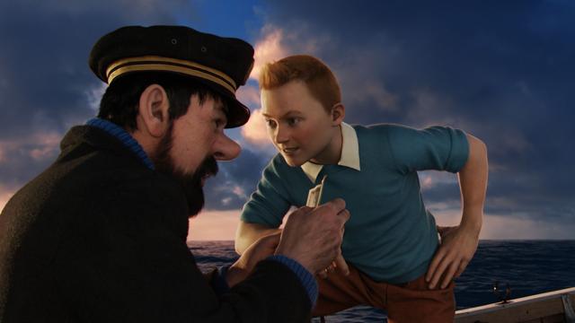 Captain Haddock (Andy Serkis) and Tintin (Jamie Bell) in The Adventures of Tintin. (WETA Digita) Captain Haddock (Andy Serkis) and Tintin (Jamie Bell) in The Adventures of Tintin. (WETA Digita)