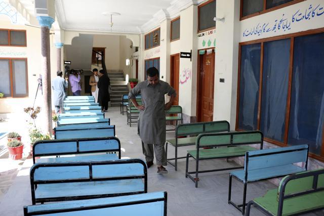 A Pakistani teacher walks in a classroom of the school of Nobel Peace Prize winner Malala Yousafzai in her hometown of Swat Valley in Pakistan, Thursday, March 29, 2018. (AP) A Pakistani teacher walks in a classroom of the school of Nobel Peace Prize winner Malala Yousafzai in her hometown of Swat Valley in Pakistan, Thursday, March 29, 2018. (AP)