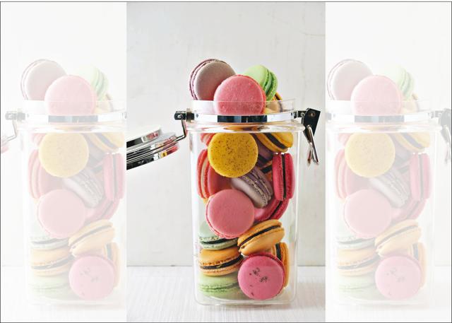 A jar full of colourful macarons (Le 15 Patisserie) A jar full of colourful macarons (Le 15 Patisserie)